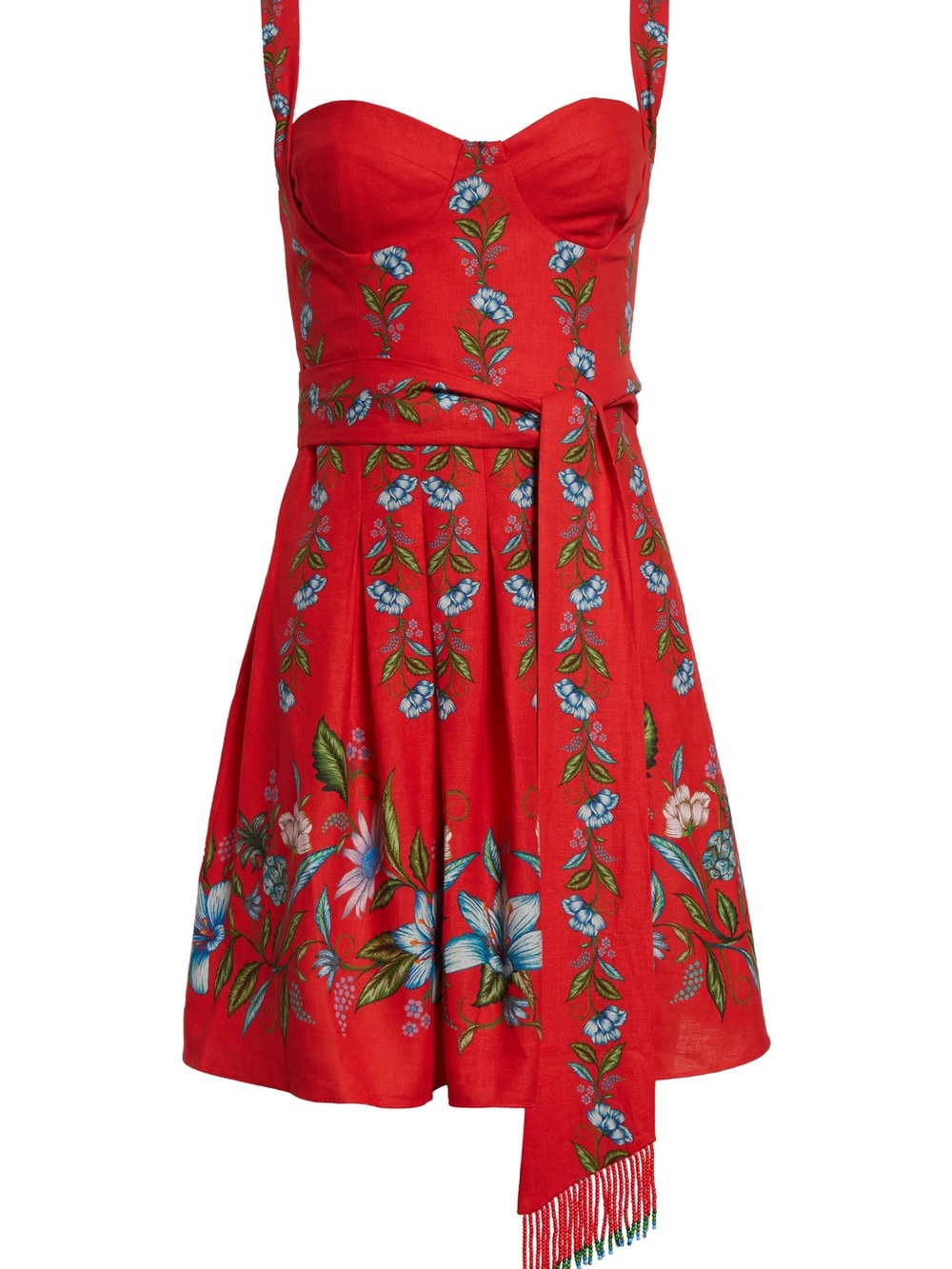 FARM Rio Sweet Bloom Bouquet Red Floral Mini Dress Size L - Picture 8 of 8
